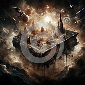 Old bible on table abstract