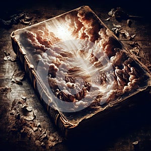 Old bible on table abstract