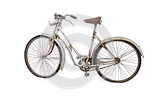 Old bicycle isolated on white