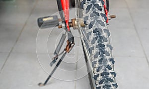 old bicycle rear tire for riding to exercise and adventure