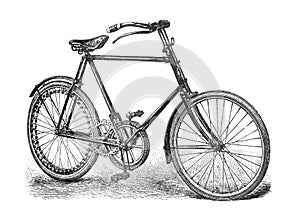 Old bicycle -tricycle /old Antique illustration from Brockhaus Konversations-Lexikon 1908