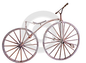 Old bicycle with wooden wheels