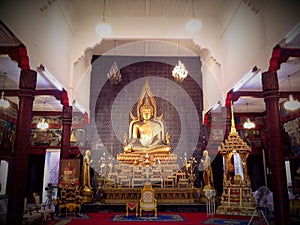 Old Big Beatiful Buddha in Thai temple