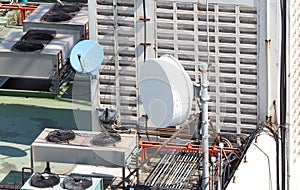 Old big telecommunication satellite dish.
