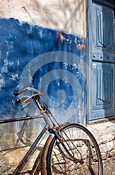 Old bike and blue door