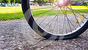 An old bike with its reflective badge