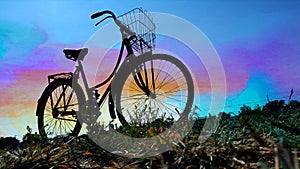 old bike in very colorful photo with space to add content
