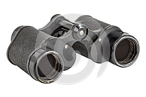 Old binoculars on a white background