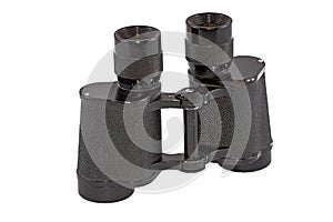 Old binoculars on a white background