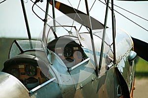 Old biplane cockpit