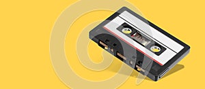 Old black audio tape compact cassette record