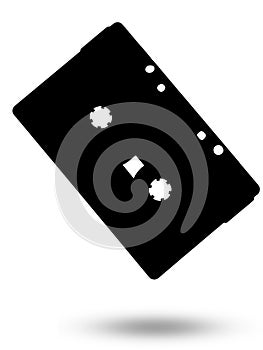 Old black audio tape for tape recorders isolated on a white background