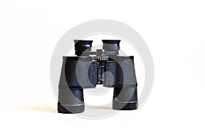 old black hiking binoculars on white background