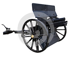 old black cannon isolated white background use for ancient battle weapon nad decoration