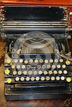Old black document typing machine