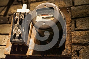 Old electric meter on the wall