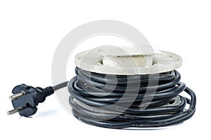 Old Black Electrical Cable isolated on a white