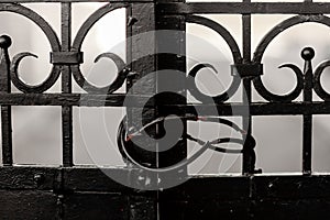 Old Black Iron Gate Closed Locked