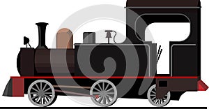 Old Black Locomotive Train Transportation Vector