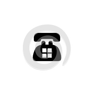 Old black phone icon and simple flat symbol for web site, mobile, logo, app, UI