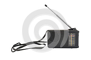 Old black plastic radio with antenna