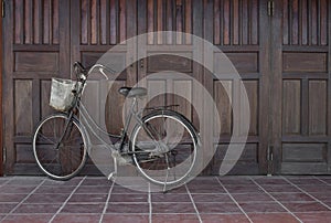 Old black retro bicycle in Vietnam