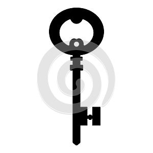 Old black silhouette key isolated on white background. Vector illustration for any design