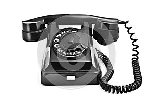 Starý černý starodávný otáčivý styl telefon 