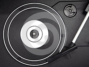 An old black vinyl record player.