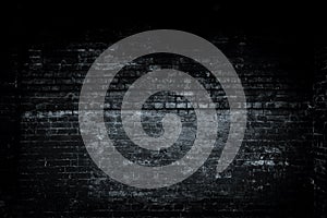 Old black wall background. Texture with border black vignette background