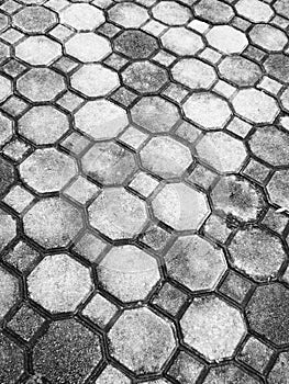 Old black and white brick walkway