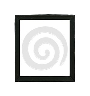 Old black wooden picture frame on white background isolated