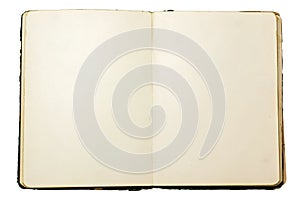 Old blank open notebook