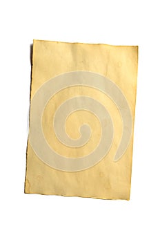 Old blank piece of antique vintage crumbling paper manuscript or parchment