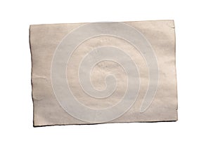Old blank piece of antique vintage crumbling paper manuscript or parchment