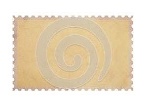 Old blank postage parchment paper stamp on white