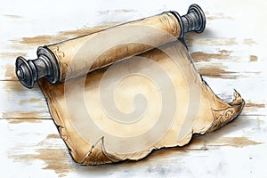 Old blank scroll on wooden table suggesting ancient knowledge and storytelling