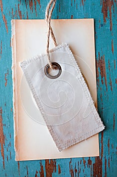 Old blank tag and paper