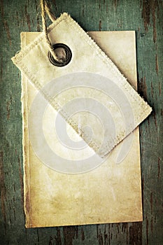Old blank tag and paper