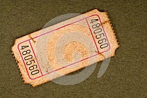 Old blank torn ticket stub