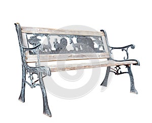 Old Bleached Park Bench with Zoo Theme