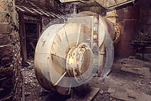 Old blower fan in blast furnace workshop