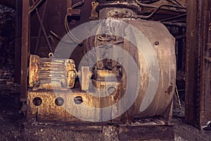 Old blower fan in blast furnace workshop