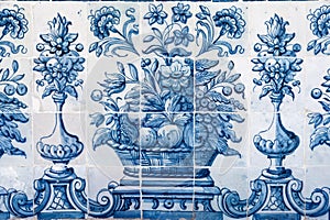 Old blue azulejo in Cascais