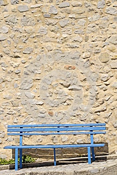 Old blue bench, southern france.