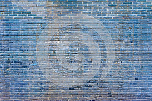 Old blue brick wall background texture