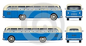 Old blue bus vector mockup