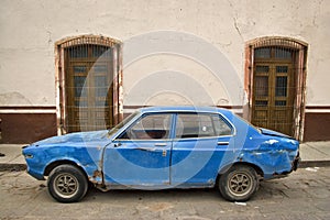 Old Blue Car Villanueva Zacatecas Mexico