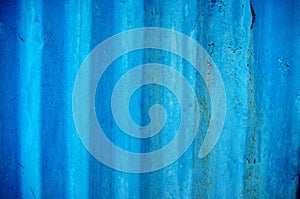 Old blue corrugated metal background and texture surface design