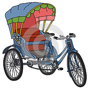 Old blue cycle rickshaw